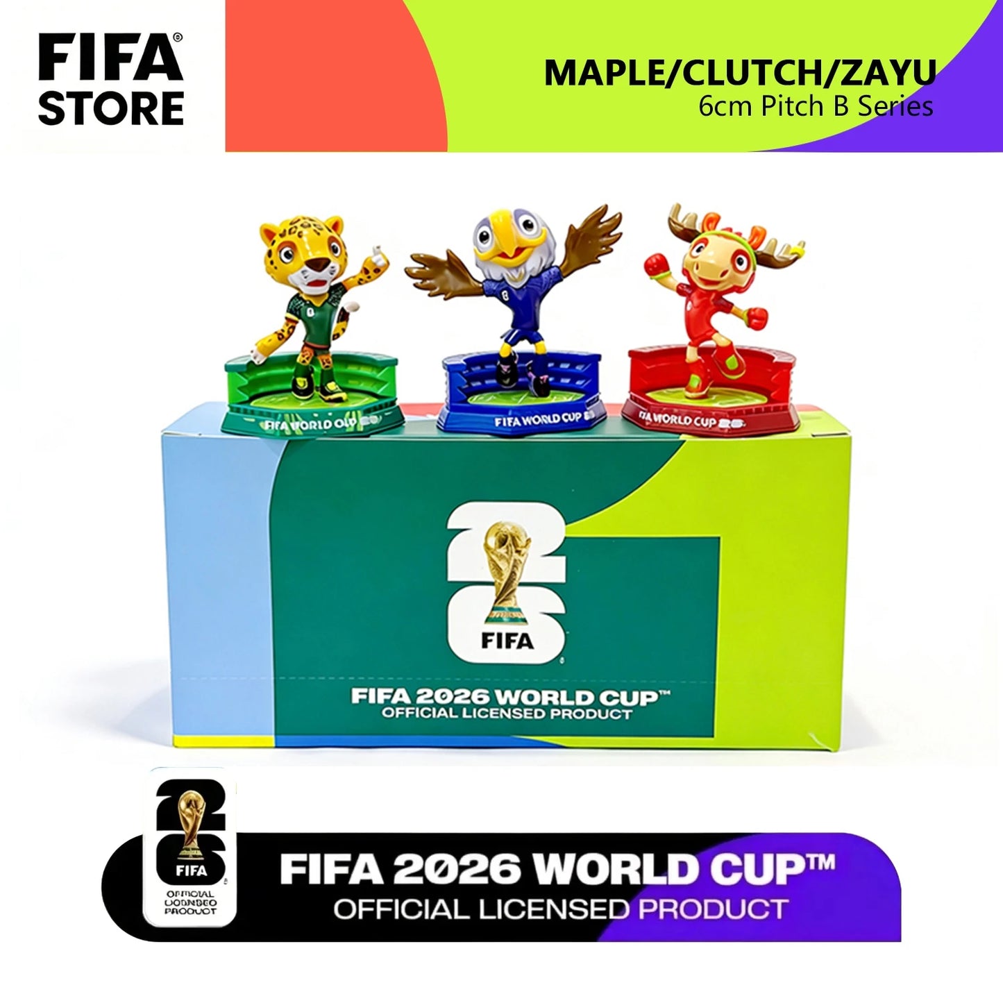 FIFA Official Licensed 2026 World Cup Mascot 3-Piece Collectible Set, Fan Memorabilia - Maple & Zayu & Clutch / 6cm/2.36in 6QCB
