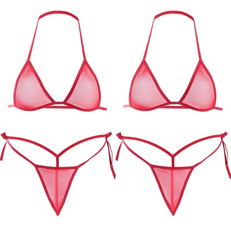 2PCS Women Sexy Lingerie Sets Ultra-thin Mesh Wirefree Bra Set Lingerie Ultra Hot Women's Transparent Exotic Underwear Sets