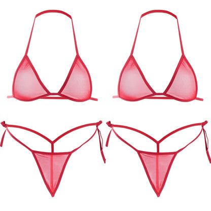 2PCS Women Sexy Lingerie Sets Ultra-thin Mesh Wirefree Bra Set Lingerie Ultra Hot Women's Transparent Exotic Underwear Sets