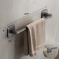 Wall Mounted Towel Holder Slipper Rack Bathroom Storage Rack Holder Without Drilling Bathroom Horizontal Bar Towel Rack