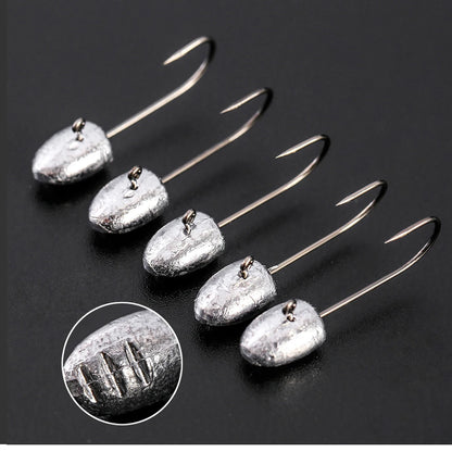 JOHNCOO 10pcs Exposed Jig Head Hook Fishing Hooks 2g 3g 5g Bait Hook Soft Bait Wom Hook light jigging hook