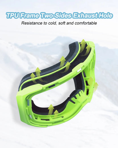 PHMAX Magnetic Ski Goggles UV400 Skiing Eyewear Anti-fog Lens Women Men Winter Outdoor Sports Mountain Snowboard Big Snow Goggle