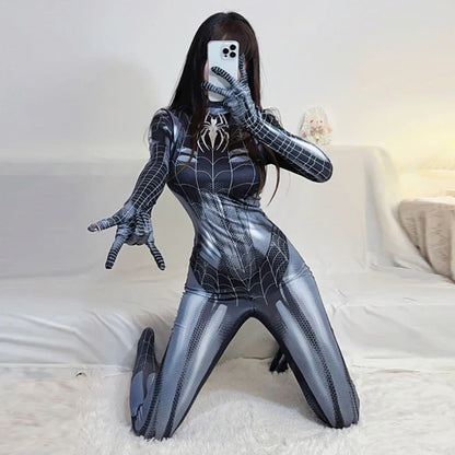 Sexy Women's Spider Man Costume Halloween Girl Superhero Cospaly Venom Spider Man Corset for Women Girl Spandex Suit Jumpsuit