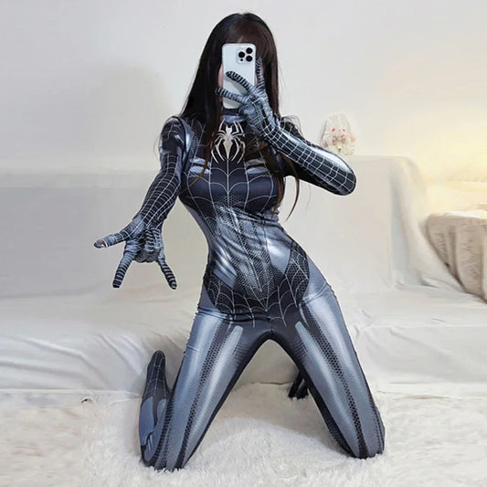 Sexy Women's Spider Man Costume Halloween Girl Superhero Cospaly Venom Spider Man Corset for Women Girl Spandex Suit Jumpsuit