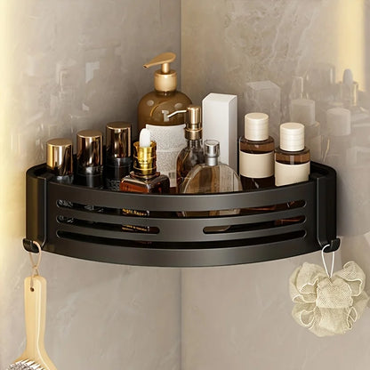 Space Corner Shower Shelf, No-Drill Wall-Mounted Bathroom Organizer, Triangular Design for Shampoo, Conditioner, and Soap Storag