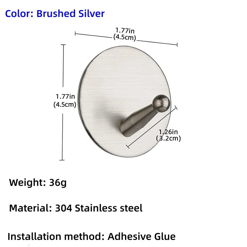 High Quality 304 Stainless Steel Self Adhesive Hooks Shower Bath Hook Kitchen Hanger Bathroom Hook Household Wall Hanger