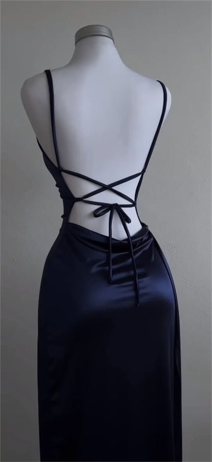 Y2K Backless Sleeveless Long Dress Women Summer Lace Up Swinging Collar Party Club Evening Black Dresses Sexy Slim Sundress