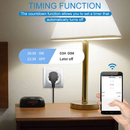 TUYA Smart Plug WiFi Socket EU 16A/20A With Power Monitor Timing Function Voice Control Works With Alexa Google Home