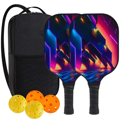 Graphite Pickleball Paddles Set of 2 USAPA Approved Carbon Fiber Surface Anti-Slip Sweat-Absorbing Grip Portable Carry Bag