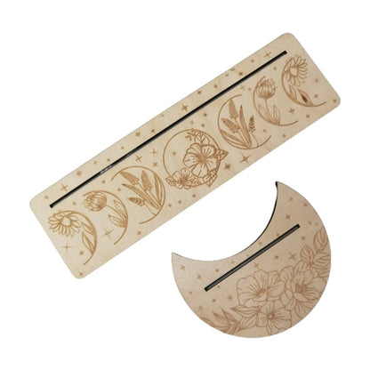 Wooden Tarot Card Stand Holder Moon Phases Altar Base Moon Shape And Rectangle Cards Holder For Witch Divination Tools