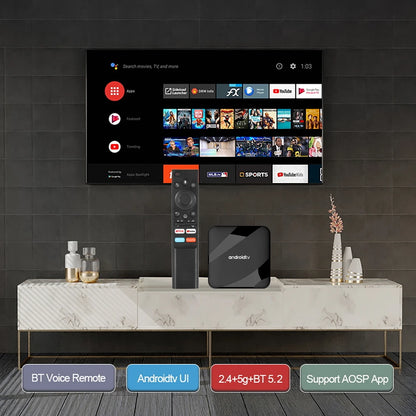 Android 14 TV Box Bluetooth 5.2 ATV 8K 4K Set Top Box 4GB 64GB AV1 S905W2 Quad Core 2.4G&5G Dual WIFI Voice Remote Media PlayerStreaming & Home Media PlayersGoWisse.com