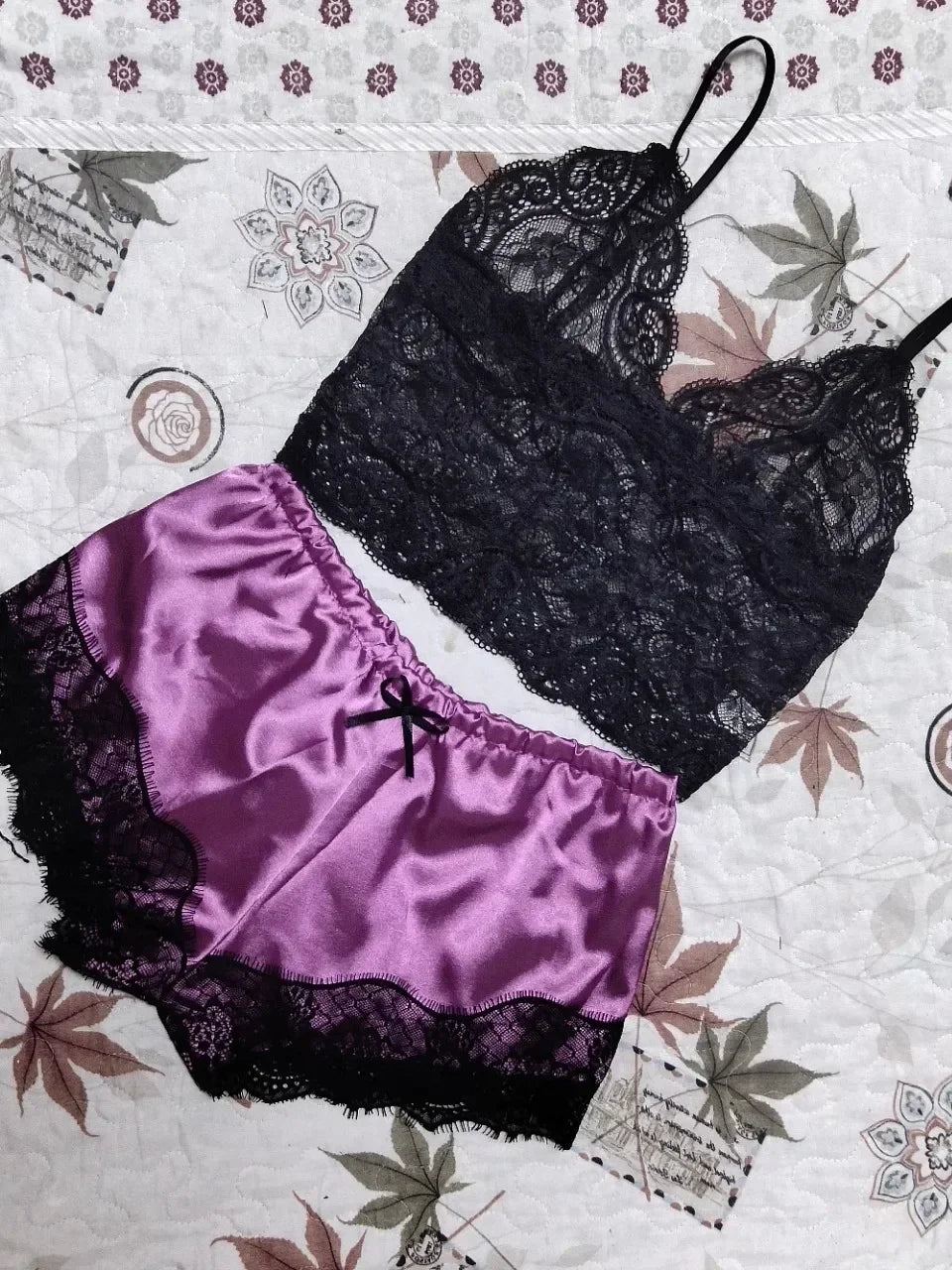 Summer Sexy Sleepwear Womens Lace Sleeveless V-Neck Pajamas Set Lingerie Babydoll Tops Shorts Set Nightwear