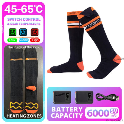 New Heated Socks for Men Women Rechargeable 6000mah Battery Electric Socks Winter Foot Warmer Outdoor Skiing Hunting Fishing