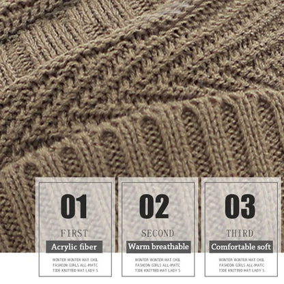 Men Women Winter Beanie Hat Scarf Casual Thermal Fleece Knitted Hat Soft Warm Balaclava Wool Neck Warmer Scarf Cap