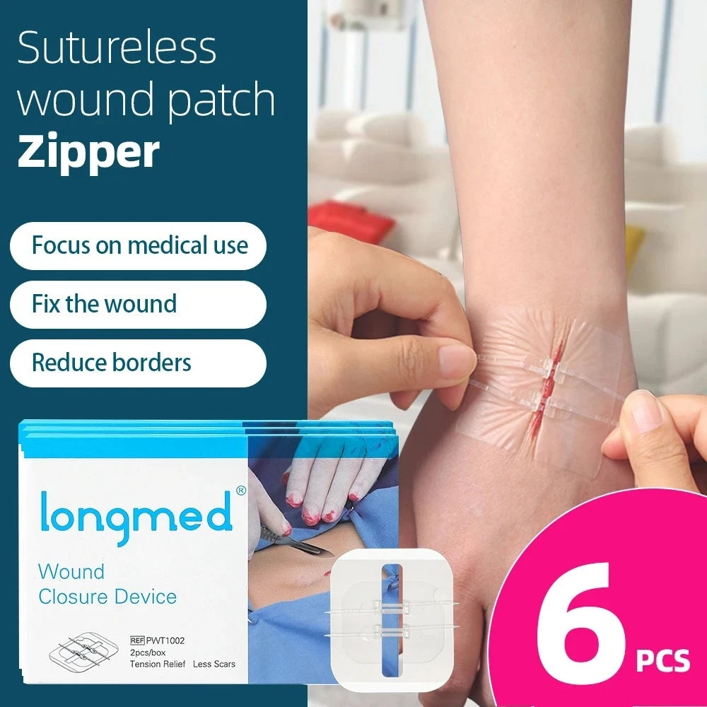 2-10 adhesive bandages with zipper, wound closure device, no need for sutures, quick and painless, outdoor medical care