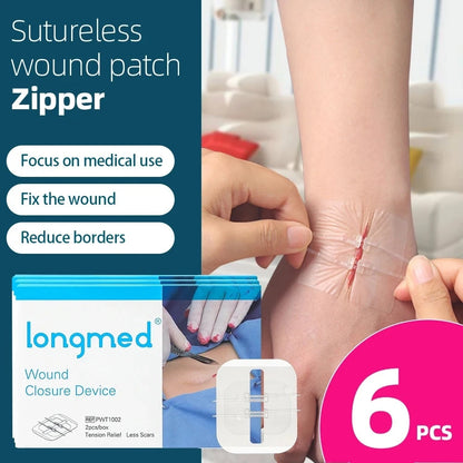 2-10 adhesive bandages with zipper, wound closure device, no need for sutures, quick and painless, outdoor medical care