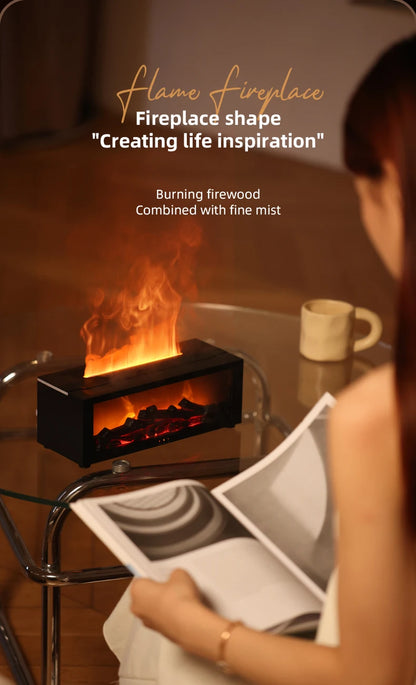 Creative Fireplace Aroma Diffuser Essential Oil Air Humidifier Difusor Remote Control Desktop Decoration for Home Holiday Gift