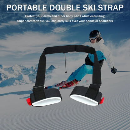 New Skiing Pole Shoulder Hand Carrier Lash Handle Straps Adjustable Buck Hook Loop Protecting Black Nylon Ski Handle Strap Bag