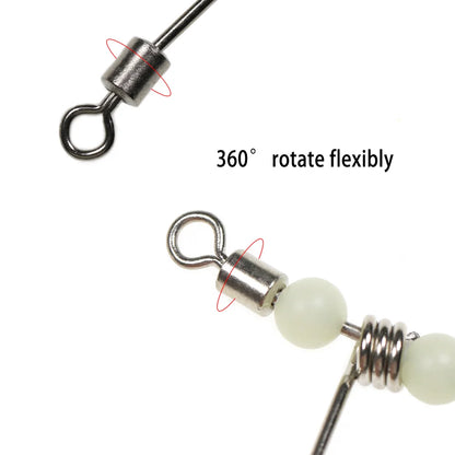 LIONRIVER Luminous Beads  T-Shape Rolling Fishing Swivels Cross-Line Barrel Swivel For Saltwater Fishing Line Rig Lure Connector