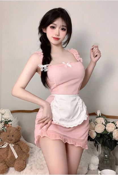 Cosplay clothing Milk flavored pure maid dress apron bow tie lace girl kawaii suspender dress sexy costume women night appeal