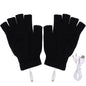 USB Heated Gloves Fingerless Knitted Wrist Glove Men Women Electric Heating Gloves Winter Hand Warmer Outdoor Skiing Accessories