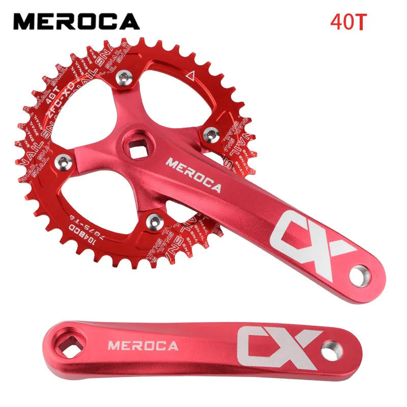 MEROCA Bicycle Crank Chainwheel 104BCD Bike Crankset Aluminum Alloy with Bottom Square Hole 170mm Crank 32/34/36/38/40/42T Plate