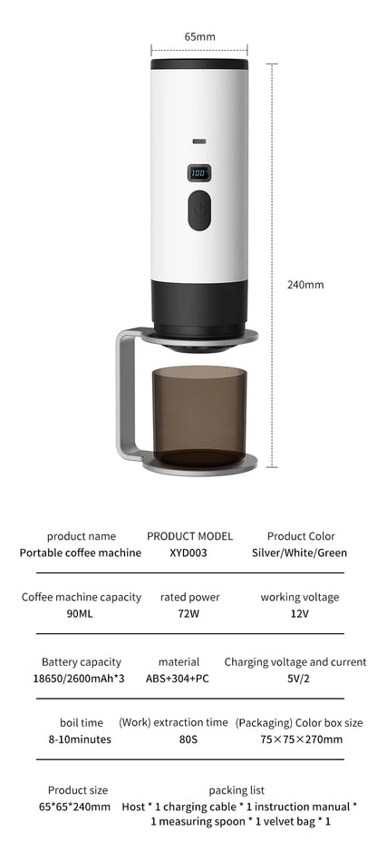 Xiaomi Youpin Coffee Machine Wireless Electric Portable Espresso Coffee Machine Camp Digital Display Capsule Powder Coffee Maker