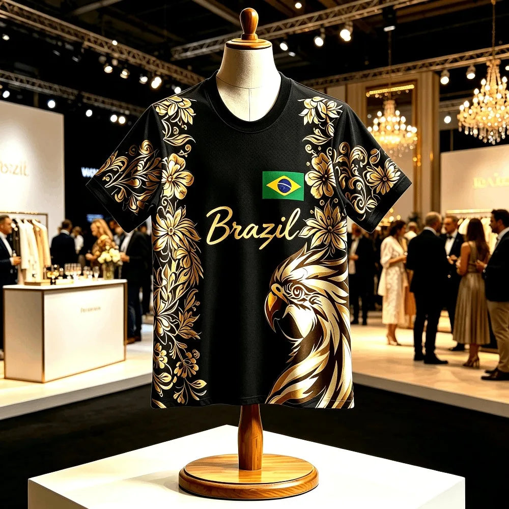 New 2026 Summer Brazil Football Jersey Unisex  Breathable Quick Dry Lightweight Sports Men's T-shirt Top Fashion Streetwear