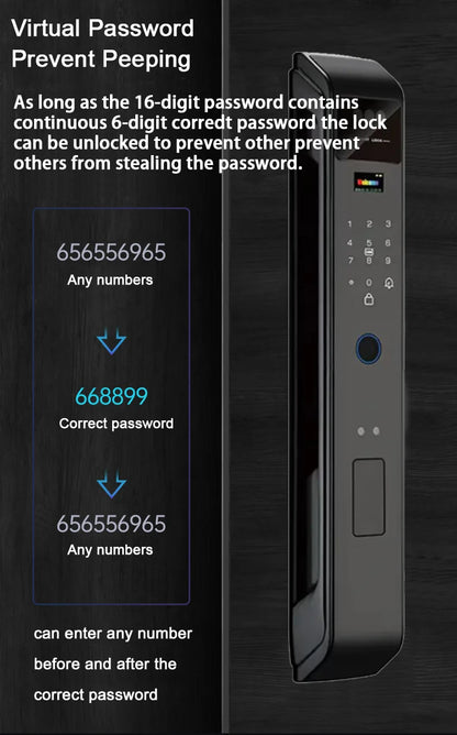 Tuya APP Smart Life APP Control Voice Intercom Smart Lock 3D Face Recognition Fingerprint Password Smart  Door Lock With Camera