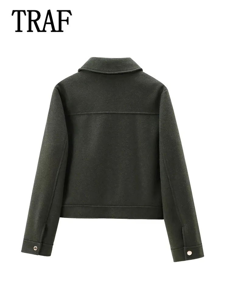 Women's Zipper Jacket Coat New Winter Long Sleeve Pocket Outerwear Coat Short Street Elegant Women's Jacket