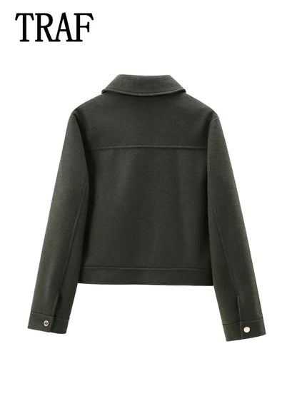 Women's Zipper Jacket Coat New Winter Long Sleeve Pocket Outerwear Coat Short Street Elegant Women's Jacket