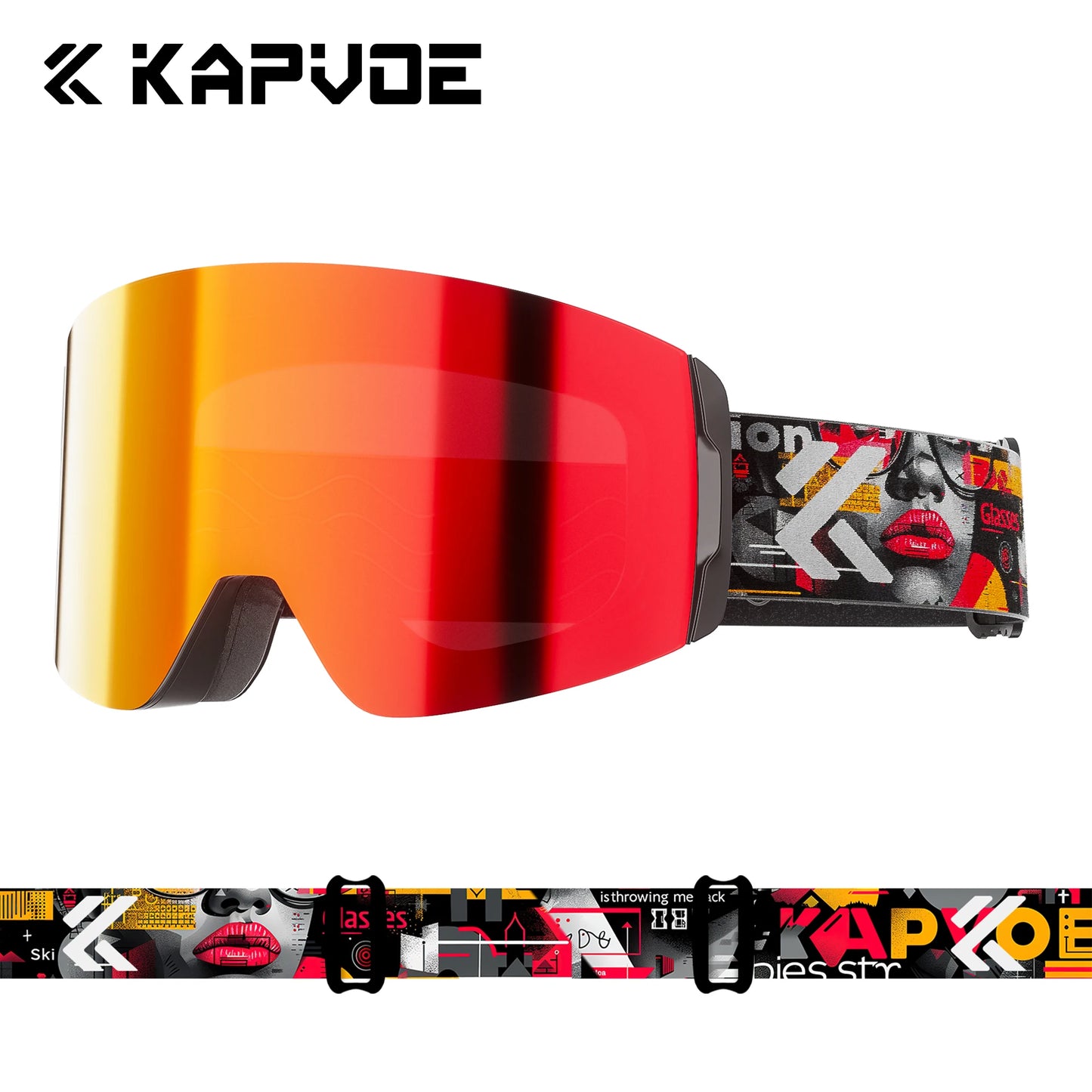 KAPVOE Ski goggles Anti-fog Skiing goggles Photochromic Outdoor Sports Magnetic Glasses Winter Snowboard Snowmobile Equipment