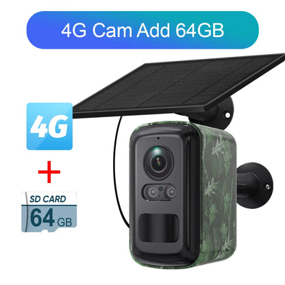 UBOX 5MP Mini 4G Solar Camera Outdoor WiFi Surveillance Camera Camouflage Wildlife Cam CCTV PIR Detection Color/IR Night Vision