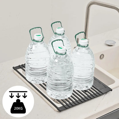 Kitchen Rolling Dish Drainer Roll Up Dish Drying Rack Over The Sink kitchen accessories,storage organization Foldable bowl shelf