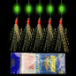 6pcs/set noctilucence Mackerel Feathers Bass Cod Sea Fishing Tackle Boat Luminous Fishing Hook Treble Fishing Lures
