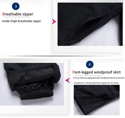 Ski Suit Men And Women Super Warm Thicken Waterproof Windproof Winter Snow Suits Skiing And Snowboarding Jackets + Pants Brands