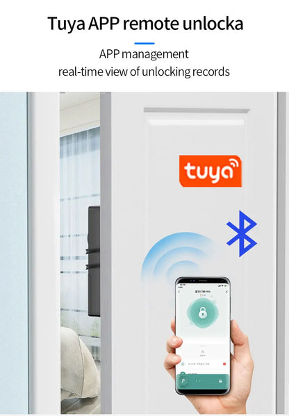No Drilling Smart Tuya App Bluetooth Indoor Invisible Lock for Wooden Door Electronic 13.56 IC Card Lock Support Gateway to Wifi