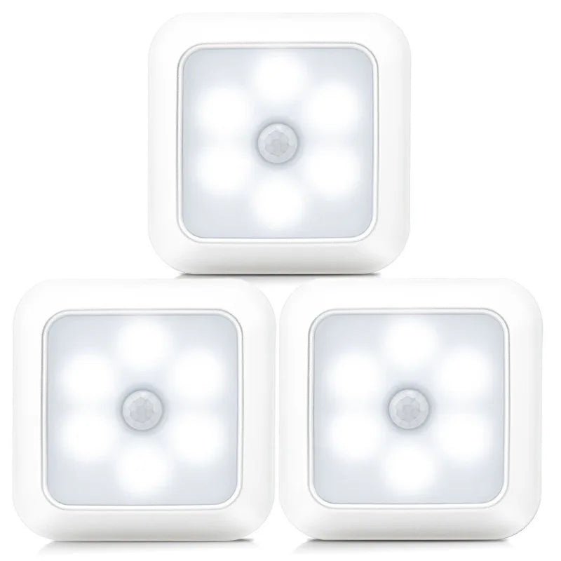 LED Night Light Smart Motion Sensor Night Light 3A Battery-powered Bedside Lamp Closet Bedroom Hallway Staircase Lighting