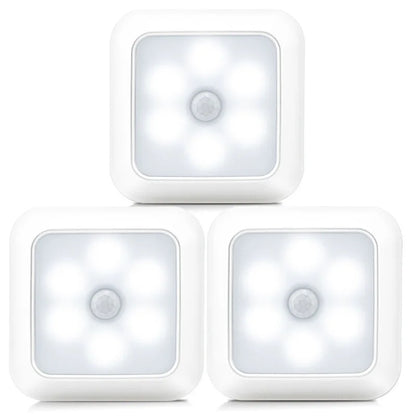 LED Night Light Smart Motion Sensor Night Light 3A Battery-powered Bedside Lamp Closet Bedroom Hallway Staircase Lighting