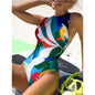 2023 Summer Conservative Tropical Plant Printing Bikini One-piece Swimsuit Beach Bikini Mini Micro Hot