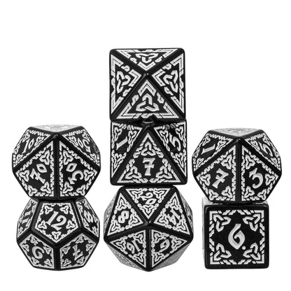 DND Celtic Knot Dice with Unique D4 7Pcs/Set New Pattern D4- D20 Polyhedral Dice for Role Playing Board Game D&D Tabletop Games
