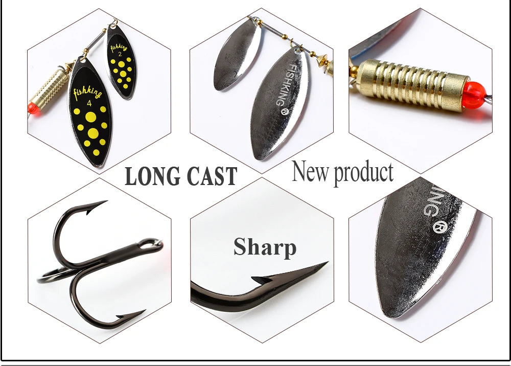 FISH KING Fishing Spinner Blade Metal Lure Double Spinnerbait Hard Artificial Lure Jig Items 115mm 20g
