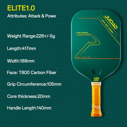JUCIAO T800 Carbon Fiber Pickleball Paddle With Aero Throat  USAPA Approved 20MM Thermoformed Pickleball for Power & Control