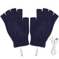 USB Heated Gloves Fingerless Knitted Wrist Glove Men Women Electric Heating Gloves Winter Hand Warmer Outdoor Skiing Accessories