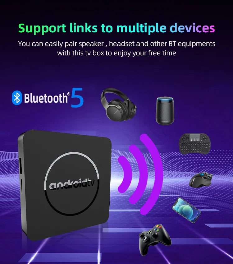 Q10 Android14 8K HDR10+ Smart TV Box Allwinner H313 128G Dual Wifi BT5.0 Set Top Box Media Player with Google Voice AssistantStreaming & Home Media PlayersGoWisse.com