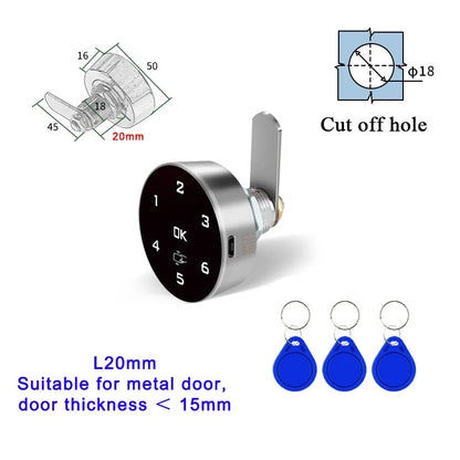 Zinc Alloy Touch Digital Password RFID IC Card Cabinet Drawer Lock Built-in Lithium Battery