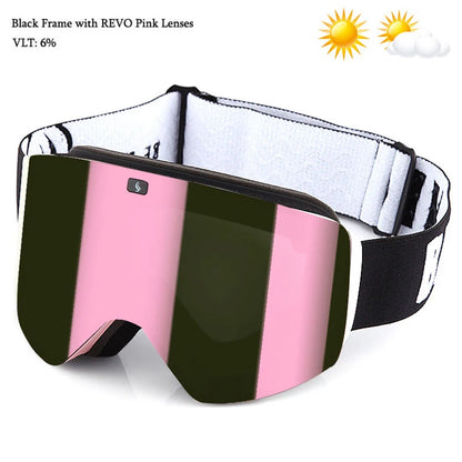 Ski Goggles with Magnetic Double Layer Yellow Lens Skiing Anti-fog UV400 Snowboard Goggles Men Women Ski Glasses Eyewear Set