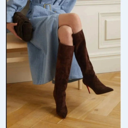 European and American women's high-quality fashionable temperament pointed stage walking shoes sexy leopard print nightclub boots