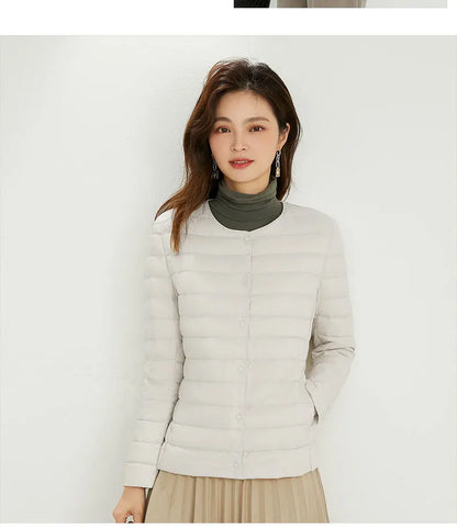 Top Grade 90% White Duck Down Women Ultra Lightweight Packable Line Jackets 2023 New Autumn Winter Keep Warm Puffer Coats