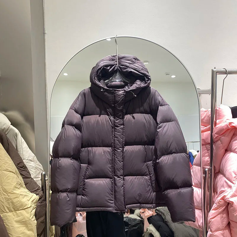 Hooded Down Jacket 2025 New Winter Thickened Down Jackets Women Temperament Women Down Jackets White Duck Down Women's Coat H573